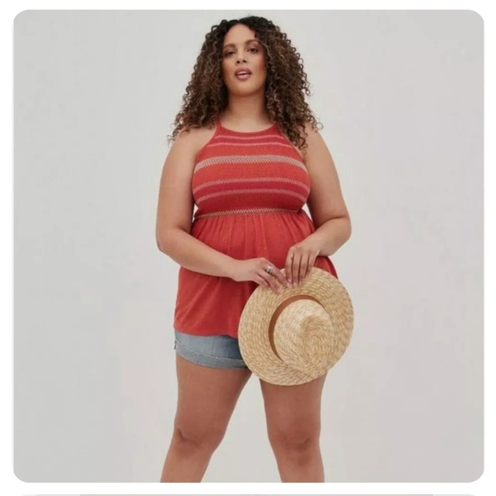 Torrid Super Soft Smocked High Neck Babydoll Top